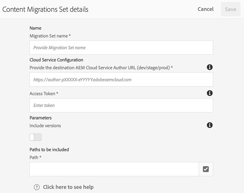 Content Migration Set details