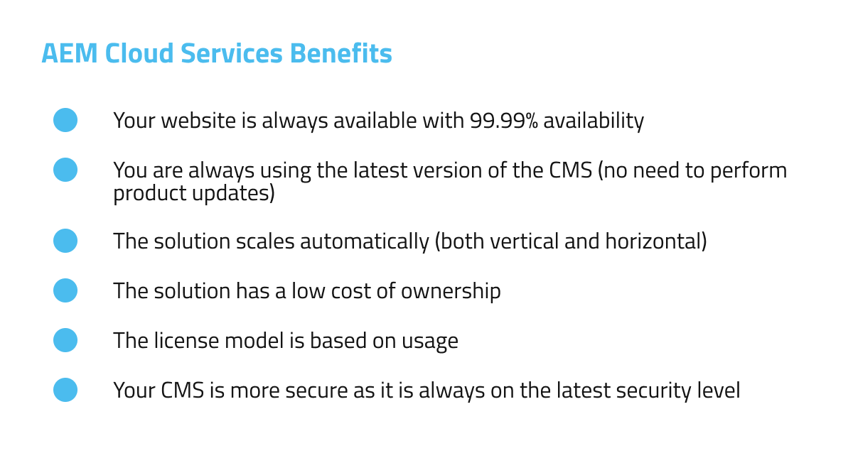 AEM Cloud Service Benefits